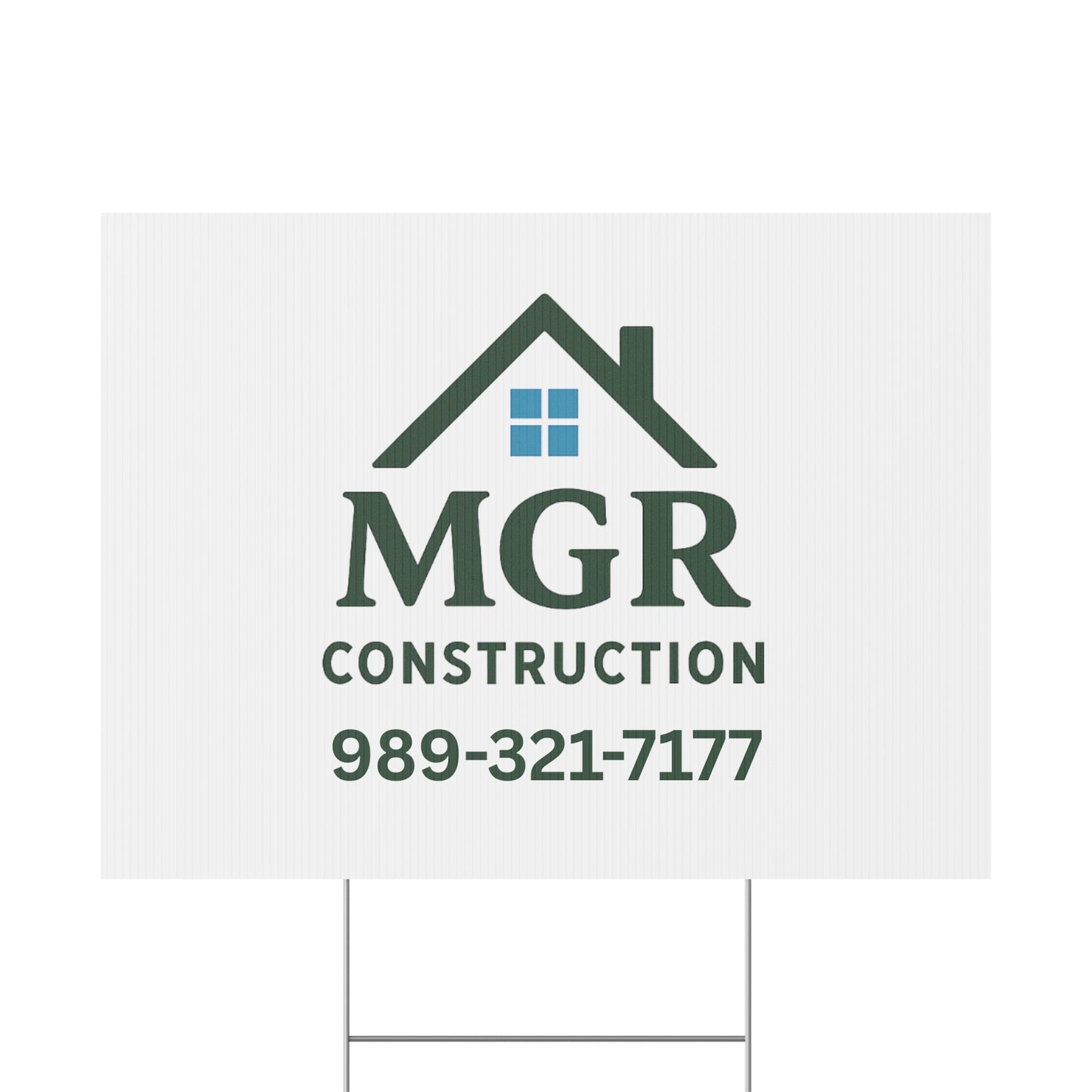 Personalized Plastic Yard Sign - MGR Construction Custom Sign