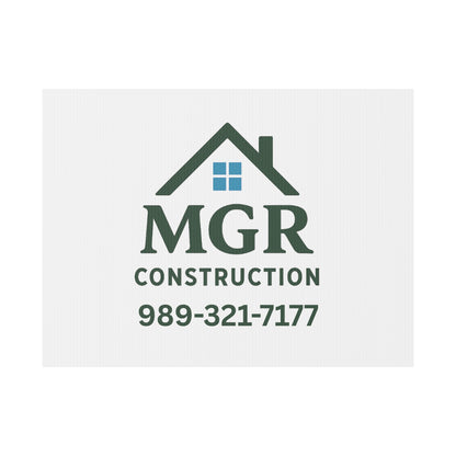 Personalized Plastic Yard Sign - MGR Construction Custom Sign