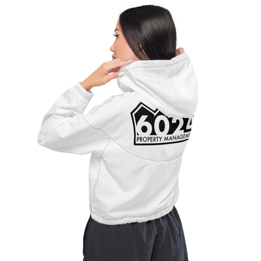 6024 Property Management Women’s cropped windbreaker Back logo