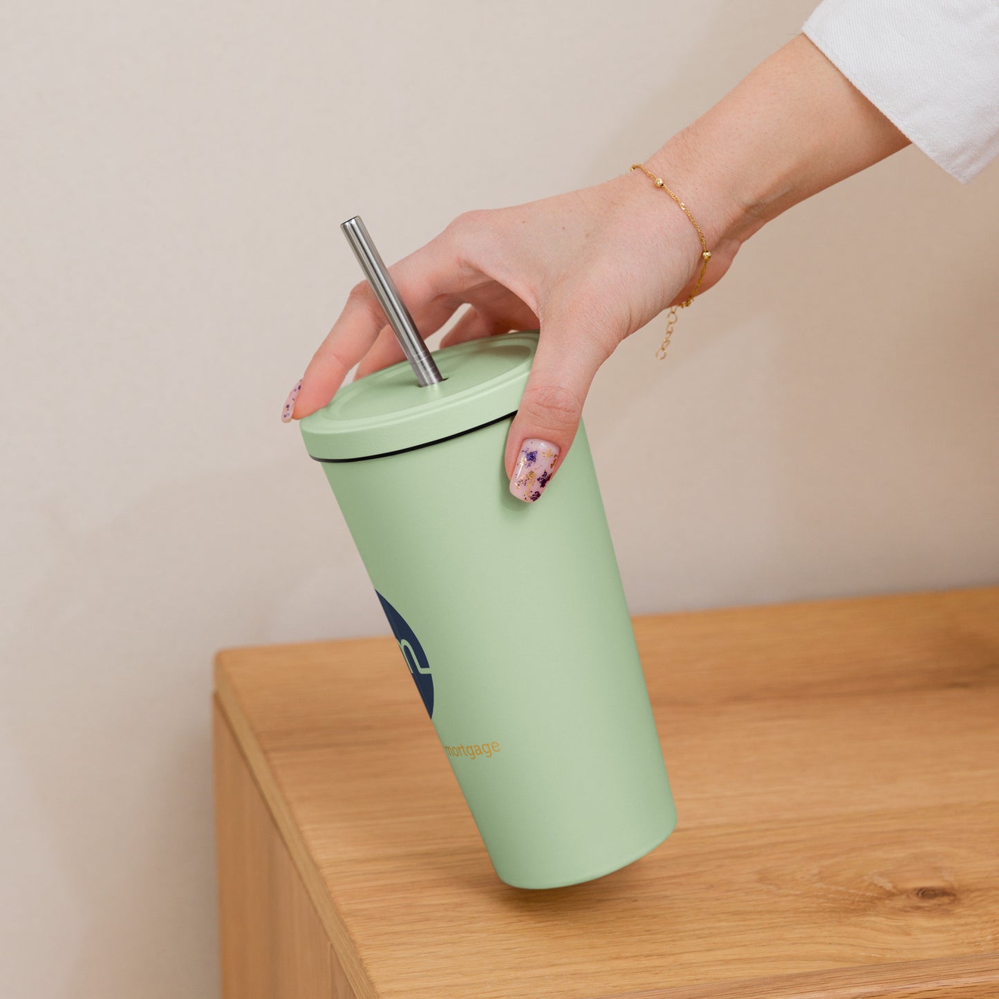 Insulated tumbler with a straw